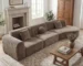 Modular Fabric Sectional Sofa with Wood Legs – Configurable L-Shape or Straight