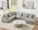 Goldoma 101.2" Corduroy Sectional Sofa Set, Beige Modular Deep Seating with Side Pockets