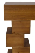 Goldoma solid wood console table with storage and warm natural finish in entryway