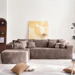 Goldoma modern black corduroy cloud modular sofa set in living room