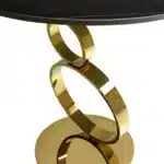 Goldoma 21" Black and Gold Stone Round Pedestal End Table with Stainless Steel Base – styled in a modern Living Room Tables