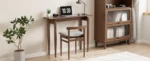 Goldoma Walnut Wood Thin Console Table – slim space-saving entryway table in walnut finish