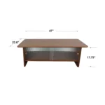 Goldoma 47-inch modern minimalist coffee table with storage cabinet and glass sliding doors in a living room setting