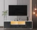 Goldoma LED TV Stand for 65 Inch TVs, Gray Particle Board Entertainment Center with RGB Lights