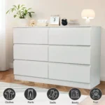 Goldoma 6-drawer dresser chest with pop-out drawers in modern wood finish, perfect for bedroom storage