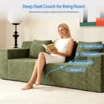 Goldoma convertible corduroy sofa set with deep seat and memory foam in a modern living room