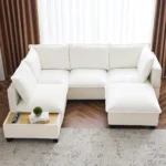 Goldoma Cloud Convertible Chenille Sectional Sofa Bed Set in dark gray, modular U-shape showing sofa and bed modes