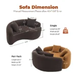 Full Compression Sponge Loveseat S-Curved Dual-Depth Sofa Orange or Brown  Chenille Modular for Small Spaces & Meditation - Image 6
