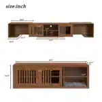 Goldoma Mid-Century Walnut TV Stand with Cat House and Extendable Table – base detail