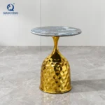 Goldoma modern side table with clear tempered glass top and brushed gold stainless steel frame