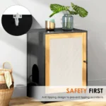 Goldoma Light Oak Cat Litter Box Enclosure with Sisal Scratching Door – close-up detail