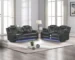 Goldoma LED & Power Reclining Corner Sofa Set – Faux Leather with Memory Foam, Black