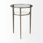 23" Bronze Clear Glass Metal Round End Table with Shelf for Living Room HMS Furniture - Image 5