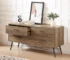 Goldoma 4-Drawer TV Cabinet - Rustic Walnut Wood Dresser for Living Room & Bedroom