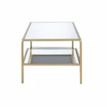 Goldoma 52" glamorous coffee table with clear and gold mirrored glass top and gold iron frame