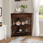 Goldoma wooden corner side table in Nordic style, perfect for entryway or living room