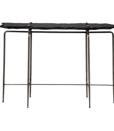 Goldoma Contemporary Six Leg Slate Console Table in black and silver for entryway
