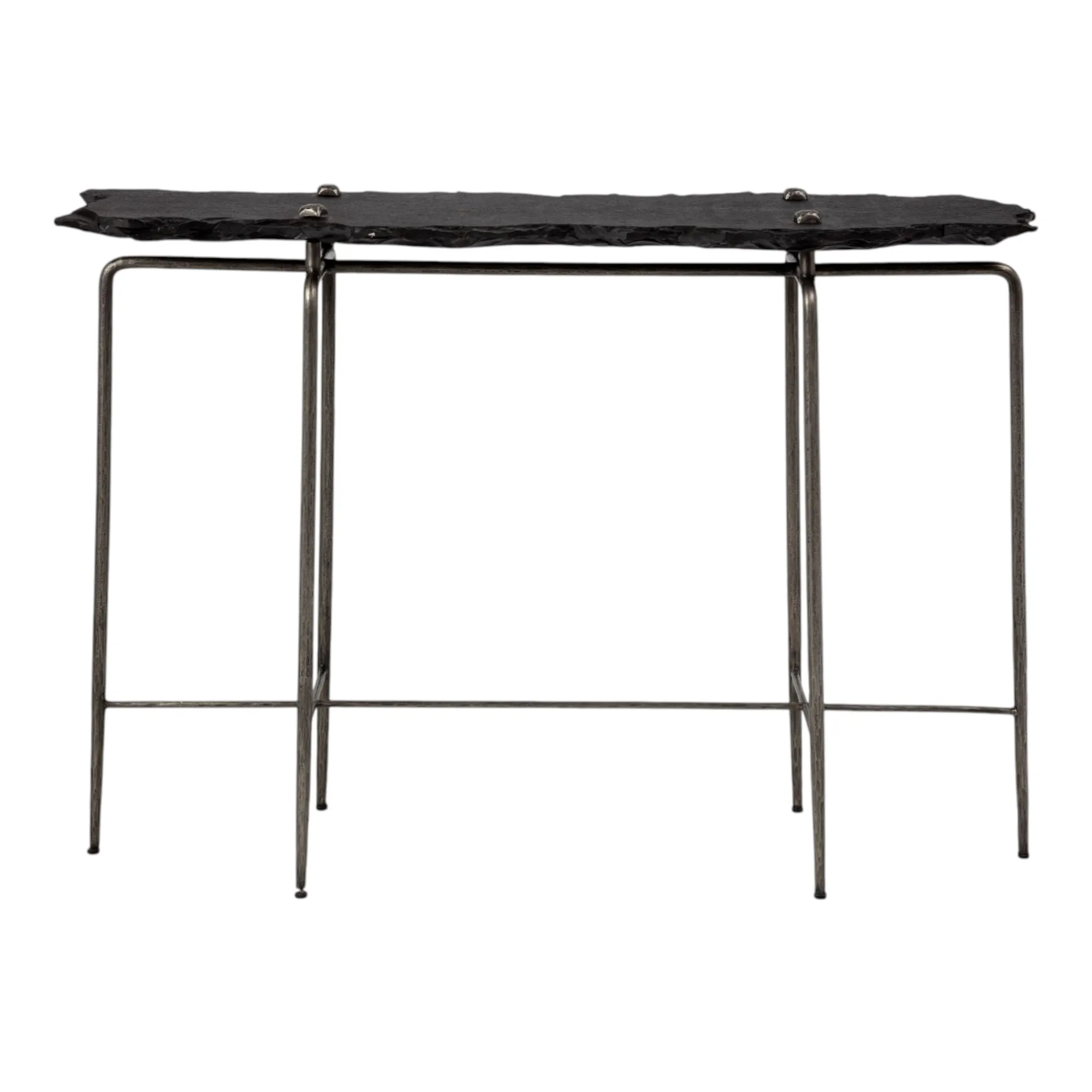Hd3334f7c83134102929e064fee5b3c18Y.webp Goldoma Contemporary Six Leg Slate Console Table in black and silver for entryway