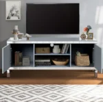 Crushed Diamond Glass Mirrored TV Stand – close-up detail