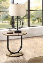 Goldoma 3-piece coffee table set with oak wood top and U-shape base in sand black finish for modern living room