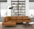 Goldoma Modern L-Shaped Left-Facing Sectional Sofa Bed in Tan PU Leather