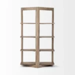 Goldoma 72-inch solid wood bookcase with four shelves in industrial design, warm brown finish for home office