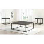 Goldoma Tekoa 48-inch square coffee table in dark brown with acacia veneer top and iron base, perfect living room centerpiece