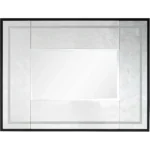 Goldoma 47 inch black and silver mirrored console table with two drawers in living room