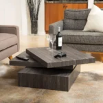 Goldoma Nordic Style Black Square Wooden Coffee Table in a modern living room