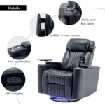 Goldoma 270° Power Swivel Recliner with Hidden Arm Storage and LED Light Strip – side view