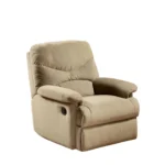 Goldoma 35 inch beige microfiber recliner with ergonomic support and easy recline lever