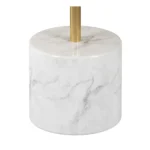 Gold round coffee table with white stone base - compact 17 inch accent table for living room