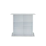 Goldoma 47-inch white rectangular bar table with shelves in high-gloss finish