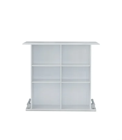 Goldoma 47-inch white rectangular bar table with shelves in high-gloss finish