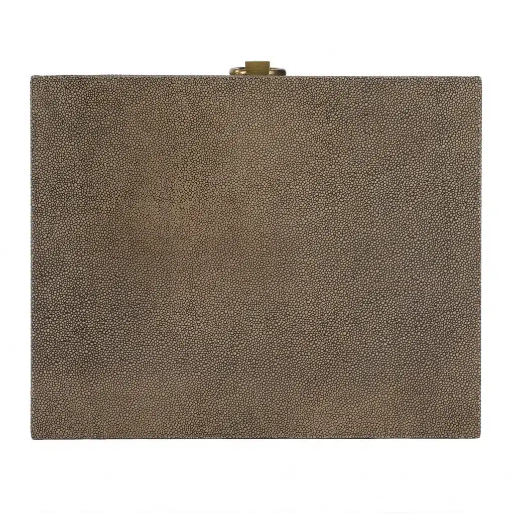 Goldoma 27" Gold and Brown Shagreen Faux Leather End Table with Drawer