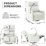 Goldoma light gray electric swivel recliner with USB charging in a living room