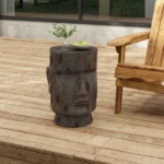 Moai head side table outdoor Easter Island decor by Goldoma