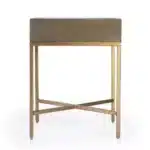 Goldoma 27" Gold and Brown Shagreen Faux Leather End Table with Drawer – top view