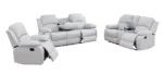 Goldoma beige corduroy 3-piece recliner sofa set in modern living room