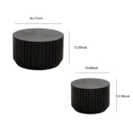 Goldoma nesting coffee table set in solid wood with fluted design, Scandinavian minimalist style for living room