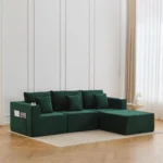 Goldoma modular corduroy sofa bed with reclining seats in a modern living room