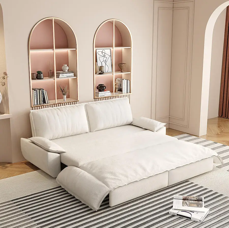 Hd85496c48cd14241b5ef74aa5fe09cb1T.webp 3-in-1 Convertible Reclining Foldable Modern Sleeper Sofa Multi-Functional Velvet Loveseat Bed - Image 1