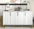 Goldoma Modern Solid Wood Sideboard with Four Doors and Metal Handles