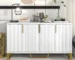 Goldoma Modern Solid Wood Sideboard with Four Doors and Metal Handles