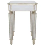 Silver distressed glass end table - Goldoma 26 inch square side table with solid wood frame in living room