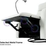 Goldoma light gray electric swivel recliner with USB charging in a living room
