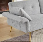 Goldoma convertible teddy loveseat with side pocket and foldable sleeper bed in modern living room
