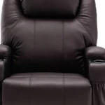 Goldoma brown faux leather power heated massage lift assist recliner in living room