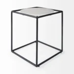 Goldoma 22" Black Marble Round End Table – close-up detail