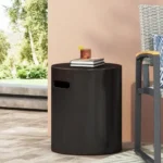 Goldoma Copper Outdoor Lightweight Concrete Side Table on patio with plants and seating
